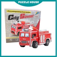 Combo 5 bộ đồ chơi lắp ráp mô hình 3D các loại xe cho bé ( xe cứu hỏa, xe cần cẩu, xe lu, xe tải, xe xúc đất)