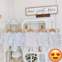 (combo 5 bộ) Quần áo dài tay cho bé sơ sinh hình bình sữa khuy lệch, quần áo sơ sinh, chất cotton