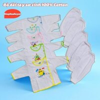 Combo 5 Bộ quần Dài Tay sơ sinh bé gái bé trai chất vải 100% Cotton Bossini màu trắng 3-9kg