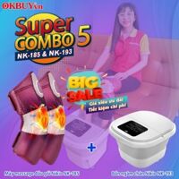 Combo 5 - Bộ sản phẩm chăm sóc sức khỏe đôi chân - Máy massage đầu gối Nikio NK-185 và bồn ngâm chân gấp gọn Nikio NK-193