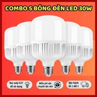 Combo 5 Bóng Đèn Led 30W Hegami Siêu Sáng Chống Vỡ Chống Va Đập Đui E27 Thông Dụng