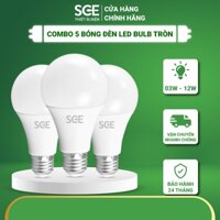 COMBO 5 Bóng Đèn Led Bulb Tròn 3W 5W 9W 12W SCE Bóng Led Đui Xoáy E27 Tiết Kiệm Điện SCG-BT