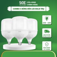 COMBO 5 Bóng Đèn Led Bulb Trụ 20W 30W 40W 50W 60W SCE Bóng Led Siêu Sáng Tuổi Thọ 30000 Giờ SCG-BT