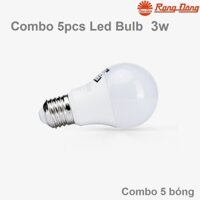 Combo 5 bóng đèn led tròn 3W Rạng Đông