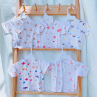 (COMBO 5 CÁI ) Áo sơ sinh cộc tay petit thun lạnh phong cách Hàn Quốc xinh xắn, mềm mịn cho bé 3-9kg