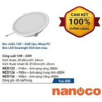 Combo 5 cái - Đèn LED Downlight Eco Series  Nanoco 12W - NED123, NED124, NED126  - Góc Chiếu 120°