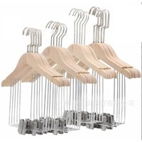 (Combo 5 cái) Móc quần áo shop, Móc bộ trẻ em người lớn bằng gỗ