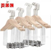 (Combo 5 cái) Móc quần áo shop, Móc bộ trẻ em người lớn bằng gỗ, móc treo sét