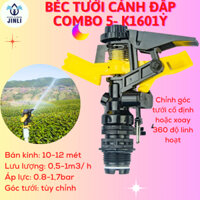 Combo 5 cái Taiwan- K1601Y Béc tưới cây cánh đập tùy chỉnh góc , xoay 360 độ, ren 27, bán kính 8-12m, 1 vòi phun