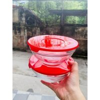 [Combo 5 cái] Tô Thủy Tinh Có Nắp Đỏ Size 16cm