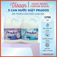 [COMBO 5 CAN] Nước giặt xả Prados M 5x1700ml, nước giặt đậm đặc, lưu hương dài lâu, an toàn cho da