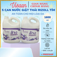 [COMBO 5 CAN]Nước giặt Thái Lan cao cấp RIZOLL TÍM đậm đặc 6in1, hương thơm tự nhiên, an toàn cho da