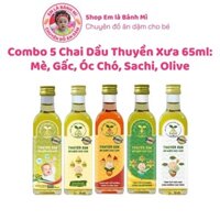 Combo 5 Chai Dầu Thuyền Xưa 65ml cho bé ăn dặm: Mè, Gấc, Óc Chó, Sachi, Olive dùng nêm thức ăn, không chiên xào