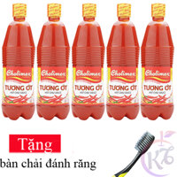 Combo 5 chai Tương ớt Cholimex chai nhựa 830g Tặng 1 bàn chải đánh răng - cay vừa, chay mặn đều dùng được