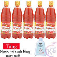Combo 5 chai Tương ớt Cholimex chai nhựa 830g Tặng 1 chai tẩy vệ sinh lồng giặt - cay vừa, chay mặn đều dùng được