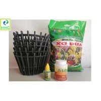 COMBO 5 CHẬU NHỰA GIẢ GỖ FI20 + 1 XƠ DỪA GIÁ THỂ TRỒNG LAN - GIÁ THỂ TRỒNG LAN+ 1 N3M 100G + 1 CHẾ PHẨM HÙ