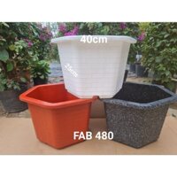 Combo 5 chậu nhựa trồng cây lục giác Fa 480 kích thước miệng 40cmx cao 25cm