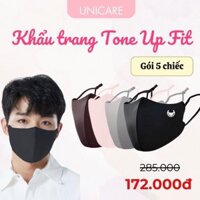 Combo 5 chiếc khẩu trang Unicare Tone Up Fit, khẩu trang chống tia UV mềm mại và có thể giặt và tái sử dụng nhiều lần