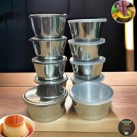Combo 5 Chung Đựng Sốt Khuôn Làm Bánh Flan ĐK 7cm Inox 304 Có Nắp  ( Lưa Nắp Inox - Nhựa )