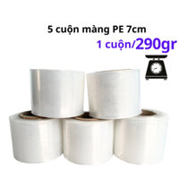 Combo 5 Cuộn Màng PE trong 7cm, nặng 290gram, rộng 7cm, độ dầy màng 16 - 17 míc - Tân An An