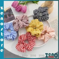 COMBO 5 Dây chun scrunchies buộc tóc kẻ caro nhiều màu PT26 - Lẻ 1 cái