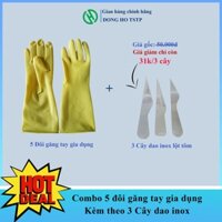 Combo 5 Đôi Găng Tay Gia Dụng kèm Bộ 3 cây Dao Lột Tôm đủ size