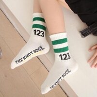 Combo 5 đôi tất cổ cao trắng sọc xanh