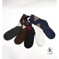 Combo 5 đôi tất  len lông cừu  họa tiết -tất nam lông cừu 71075