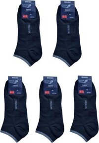 Combo 5 Đôi Tất Vớ Nam Cổ Ngắn Nhật Bản - MN688 - Đen tuyền
