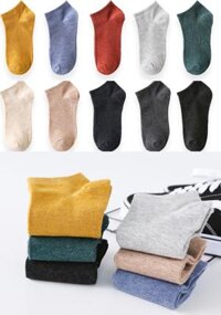 Combo 5 Đôi Tất , Vớ Nam  Nữ Cổ Ngắn Trơn Siêu Mềm Mại Nhiều Màu