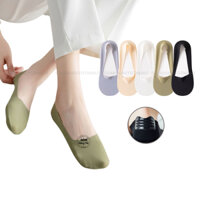 Combo 5 đôi vớ lười nữ đi giày búp bê, tất lười nữ có đệm silicon chống tuột gót - PO-LOSOCK-LUA-3015-CB5