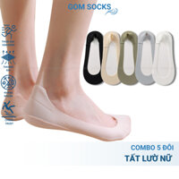 Combo 5 đôi vớ lười nữ đi giày búp bê chống tuột gót GOMSOCKS, chất liệu cotton êm chân khử mùi - PO-BUPBE-LUA-3009-CB5
