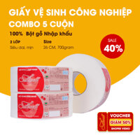 Combo 5 Giấy vệ sinh cuộn lớn Silkwell 700g ,cuộn vệ sinh công nghiệp có lõi hàng chính hãng