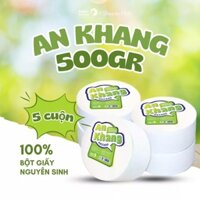 Combo 5 giấy vệ sinh cuộn lớn AN KHANG Caro AKC500, 100% bột giấy nguyên sinh