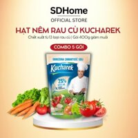 [COMBO 5 GÓI 400g] Hạt nêm Kucharek rau củ gói 400g giảm muối 25% gia vị thuần chay Bột bột nêm organic