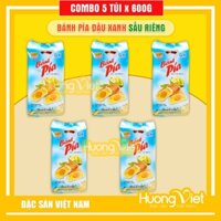 Combo 5 gói bánh pía 5 SAO đậu xanh sầu riêng 1 trứng 600gr, bánh pía Tân Huê Viên, bánh pía Hương Việt Sóc Trăng
