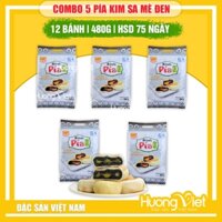Combo 5 gói bánh pía kim sa Mè Đen 480gr, bánh pía mini Tân Huê Viên không sầu riêng, đặc sản Sóc Trăng