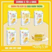 Combo 5 gói bánh pía kim sa Đậu Xanh Trứng, bánh pía kim sa Tân Huê Viên, đặc sản Sóc Trăng