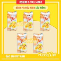 Combo 5 gói bánh pía Sóc Trăng Tân Huê Viên 2 sao 400gr, đậu xanh sầu riêng 1 trứng, bánh pía Hương Việt Mart