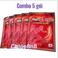(Combo 5 gói) Cao dán hồng sâm sâm Hàn Quốc Power red ginseng CHẠY ĐỎ