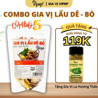 Combo 5 gói gia vị nấu lẩu bò, dê Vipep 115g, gia vị hầm kỷ tử, táo, hạt sen, hoài sơn, đảng sâm