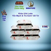 [Combo 5 Gói] Khăn Ướt Gia Đình Choice L Lotte Hương Yến Mạch Trà Xanh 120 miếng