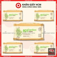 Combo 5 Gói - Khăn Ướt ECOWIPES 20 Miếng/Gói, Khăn Giấy Ướt Vải Sợi Tre Cao Cấp - Hàng Chính Hãng