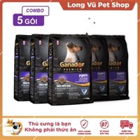 Combo 5 gói Thức ăn cho chó con Ganador vị Sữa DHA 400g, hạt cho chó dưới 1 tuổi - Long Vũ Pet Shop