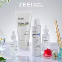 Combo 5 gồm Son lựu, Toner B5, Gel rửa mặt Amino, Tinh chất Niacinamide, Tinh chất Hyaluronic Acid