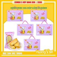 COMBO 5 HỘP Bánh bi bi Tân Huê Viên, bánh pía BIBI mini Sóc Trăng 360g (20 gói x 18g), ăn vặt Sài Gòn