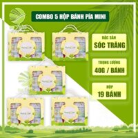 COMBO 5 Hộp bánh pía Tân Huê Viên 19 bánh 19 vị, hộp quà HOA MAY MẮN bánh pía kim sa mini