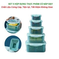 COMBO 5 HỘP NHỰA ĐỰNG THỰC PHẨM TỦ LẠNH ĐA NĂNG 2 LỚP CAO CẤP CÓ NẮP ĐẬY