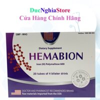 Combo 5 hộp - Siro Bổ máu HEMABION - Bổ sung sắt III và Acid folic cho cơ thể - hộp 20 ống