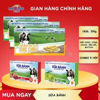Combo 5 hộp Sữa bánh vị Matcha, vị Đậu Đỏ, vị Cacao và vị truyền thống (Hộp xanh, hộp vàng)  Mộc Châu Milk